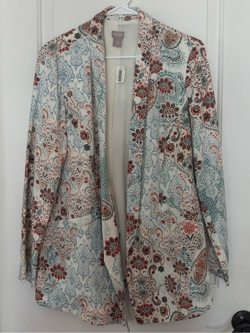 Chico’s Moroccan Elegance blazer Large Paisley coastal grandma NWT - Picture 3 of 13